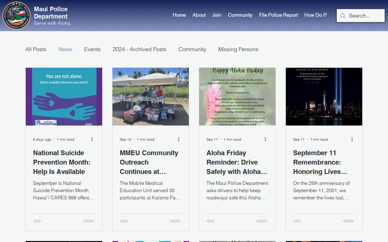 Maui County arrest news archive with selected police posts